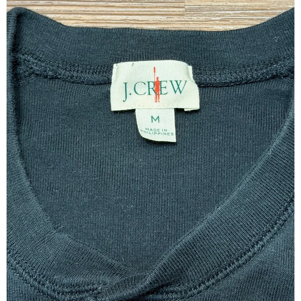 J.Crew Oarsman Heritage Brushed Rib-Knit Long Sleeve Henley Shirt Black Sz M